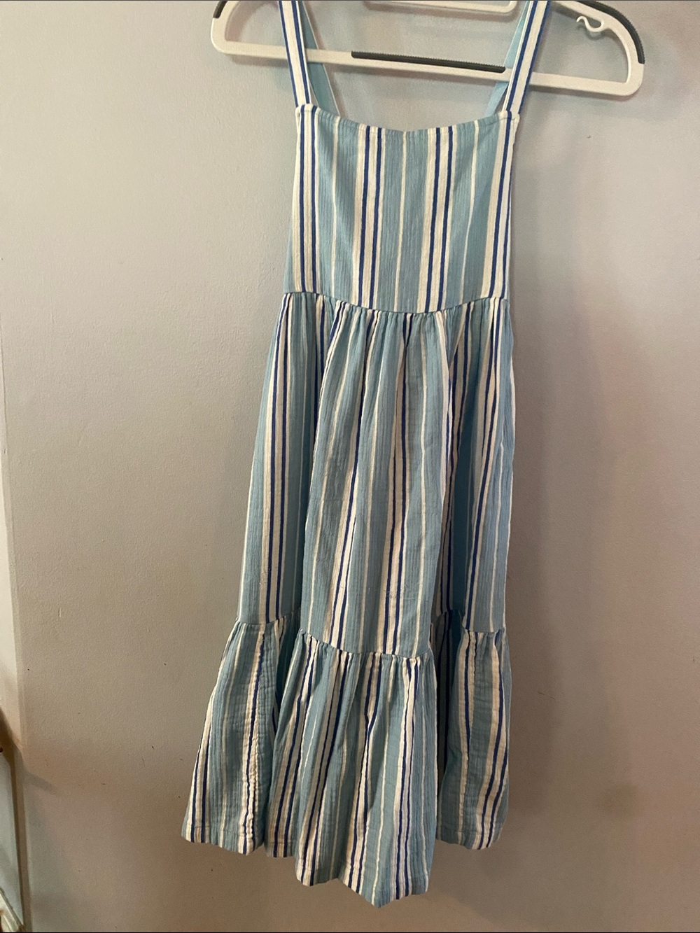 Hanna Andersson Light Blue & White Striped Midi length Dress